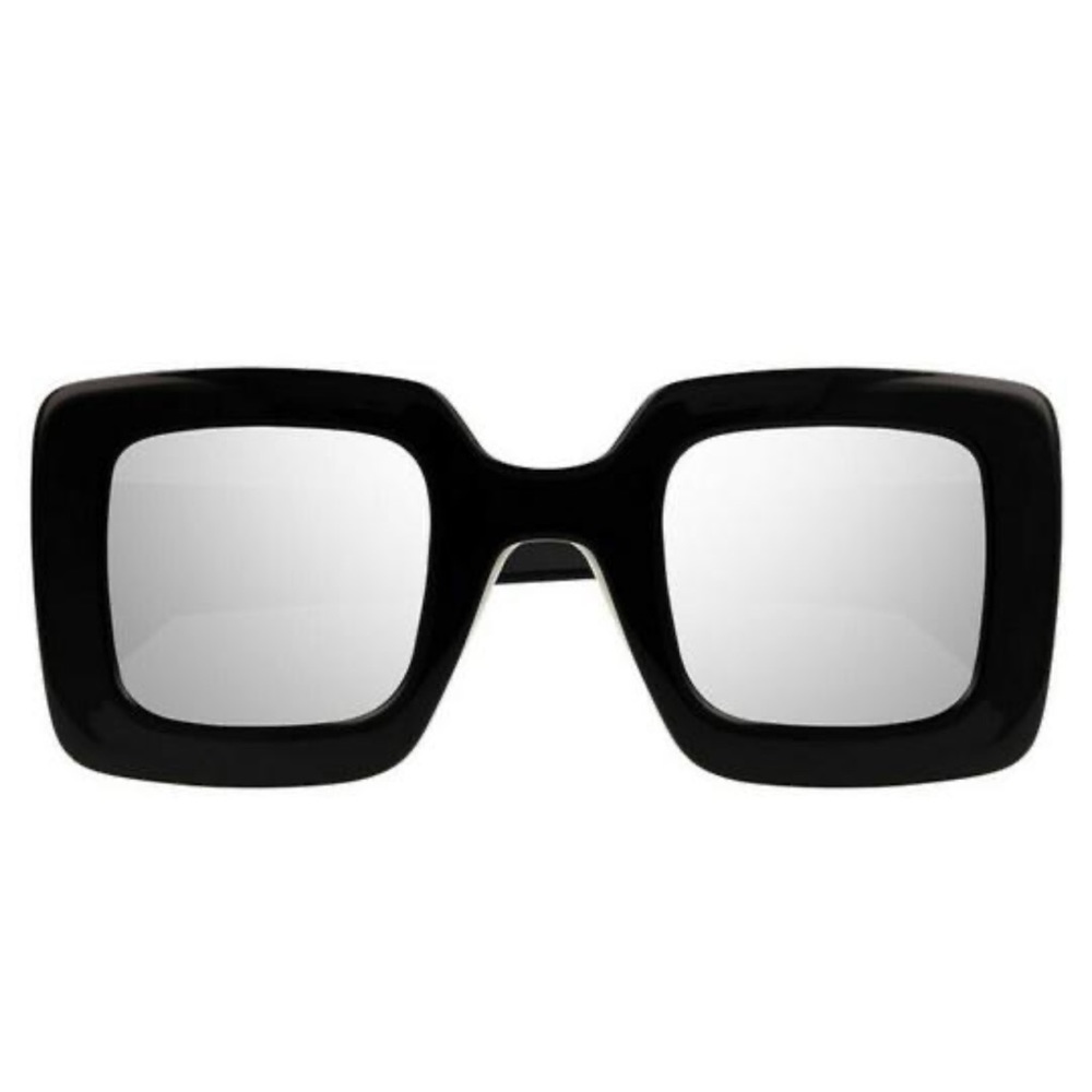 🔥 100% Authentic GUCCI GG0780S 004 Square Mirrored Sunglasses Black Gold Logo🔥